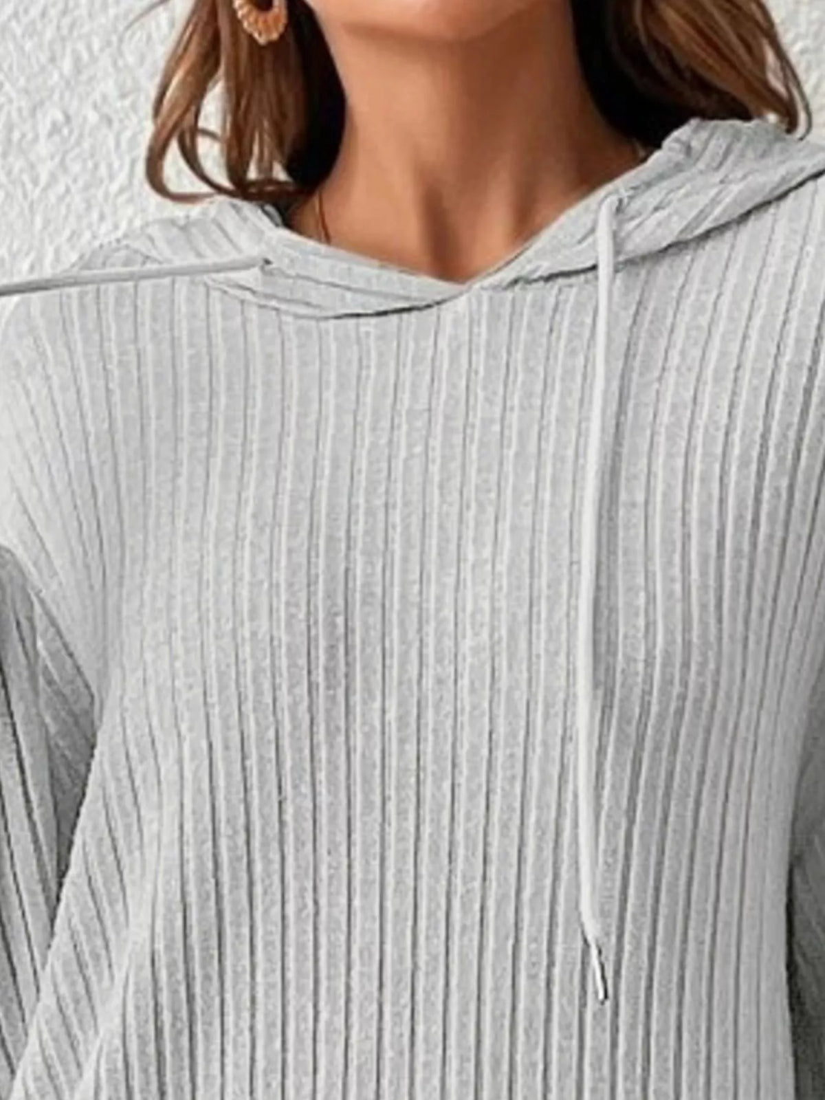 Ribbed Knit Long Sleeve Hoodie (8)