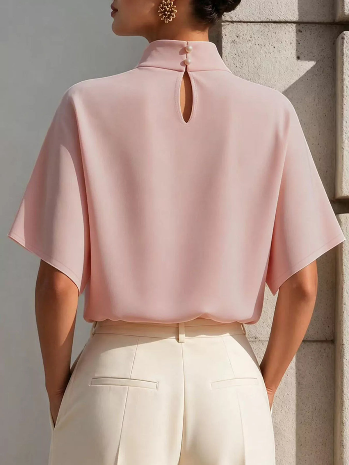 Mock Neck Short Sleeve T-shirt (2)
