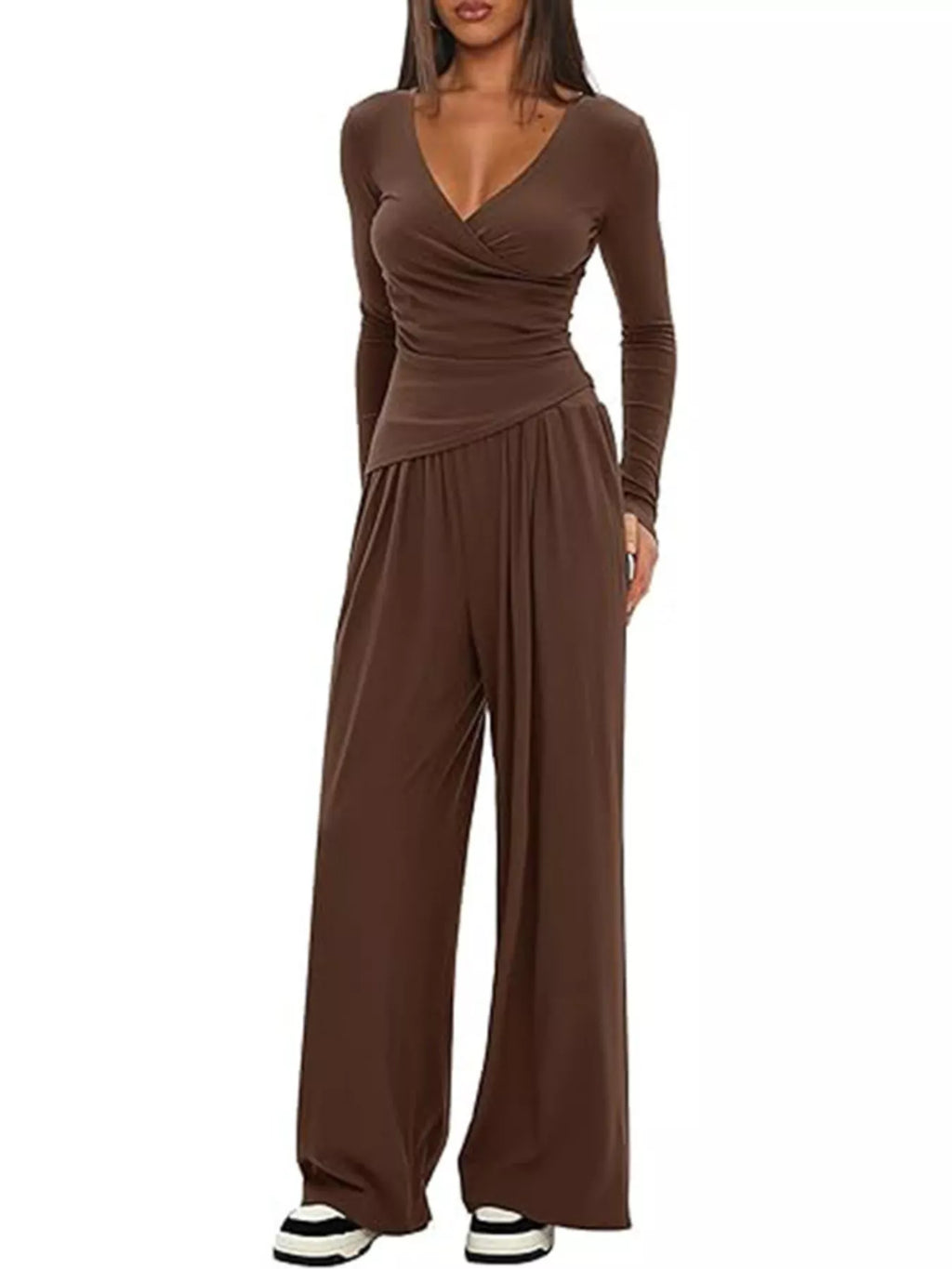 Casual Long Sleeve Top Pants Two-piece Set (3)