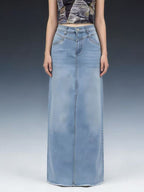 Raw Hem Maxi Denim Skirt (2)