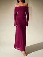 Glitter Off-shoulder Maxi Dress (25)