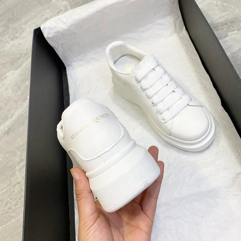 Pu Leather Lace Up Round Toe Platform Sneakers (3)