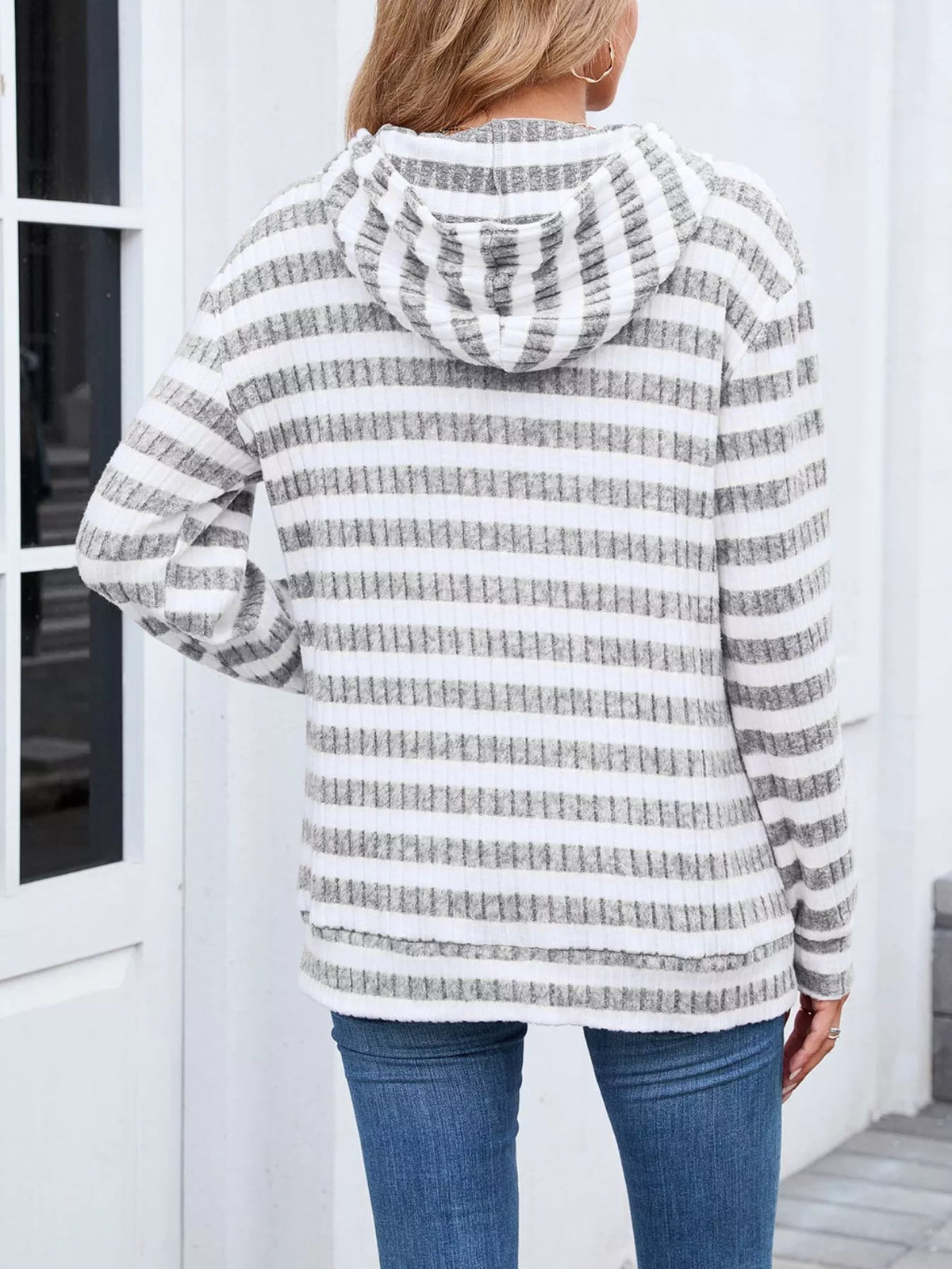Striped Dropped Shoulder Hoodie (7)
