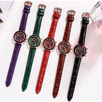 Green Leather Strap Belt Calendar Watch photo 1