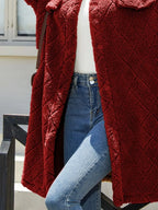 Texture Button Up Dropped Shoulder Coat (11)