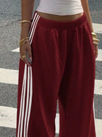 High-waisted Wide-leg Track Pants Side Stripes (16)