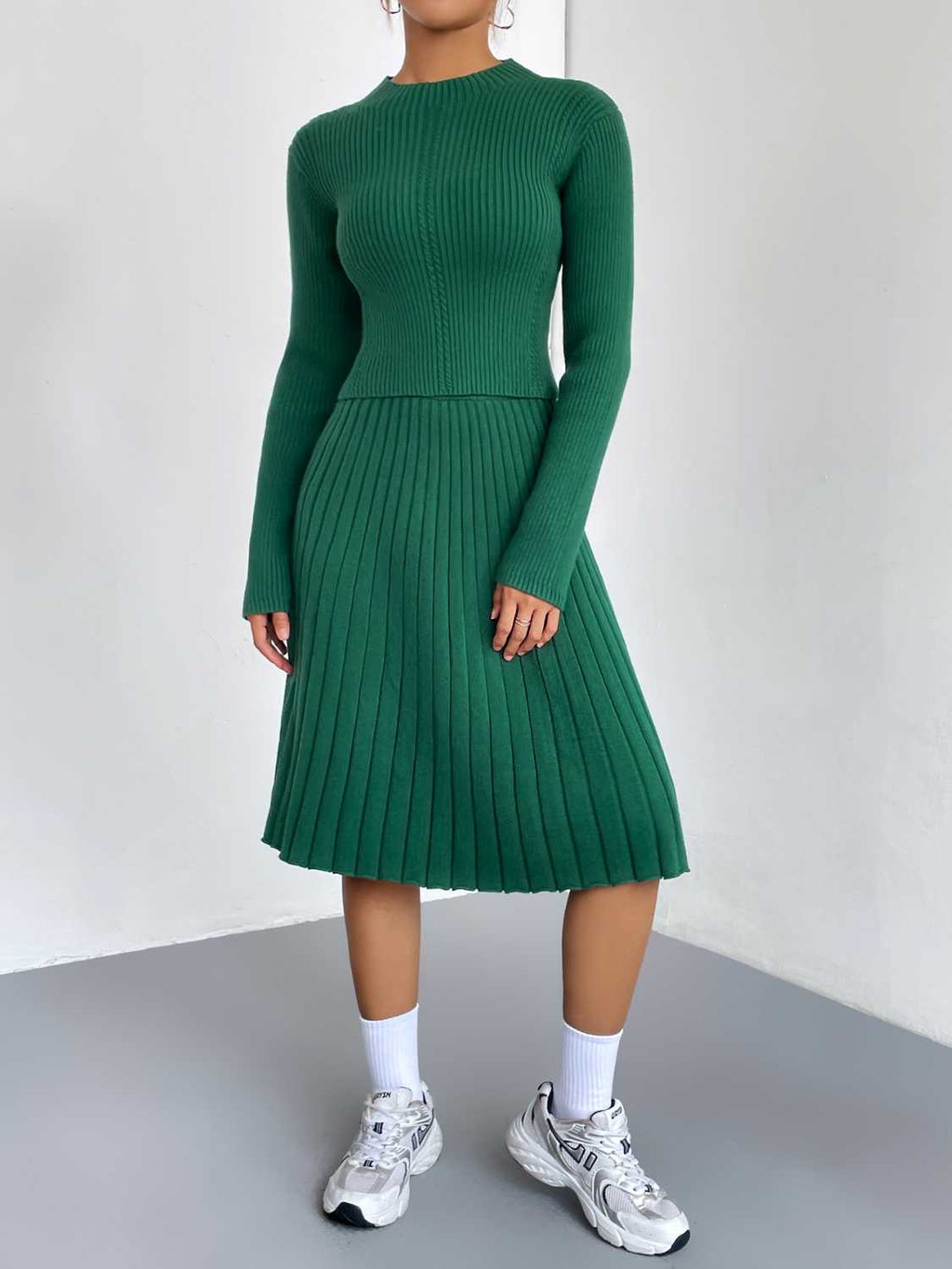 Rib-knit Sweater Skirt Set (14)
