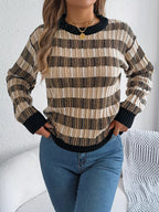 Striped Round Neck Long Sleeve Sweater (11)