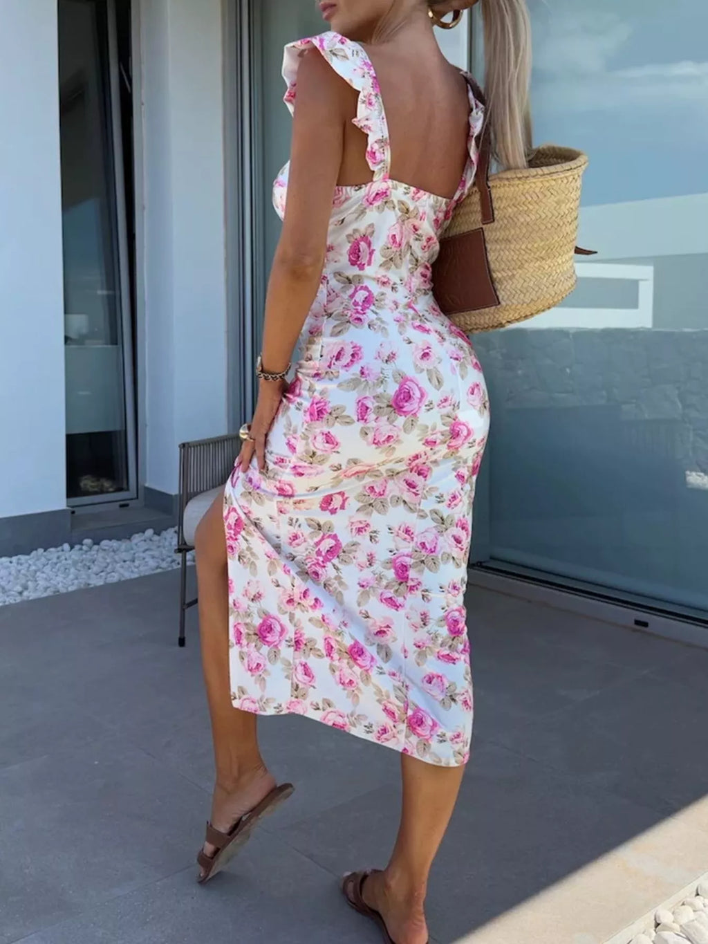 Slit Sweetheart Neck Midi Dress (10)