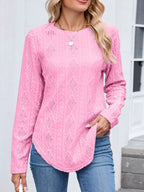 Openwork Textured Long Sleeve Top (25)