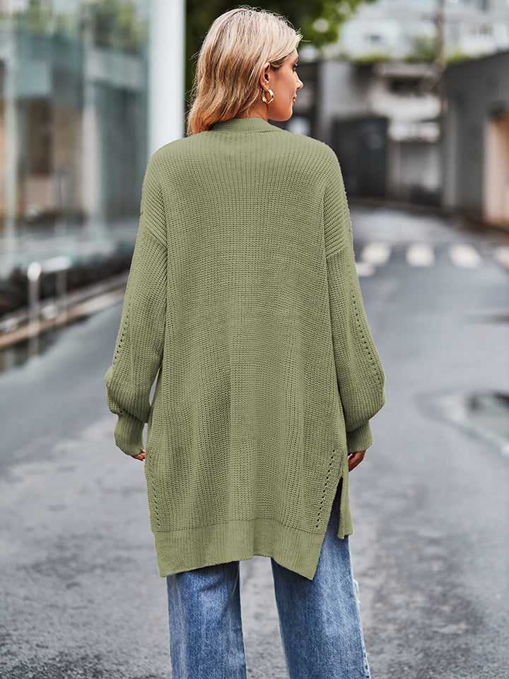 Long Sleeve Waffle-knit Cardigan (9)
