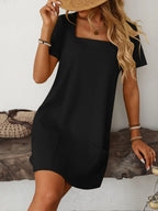 Square Neck Short Sleeve Mini Dress (18)