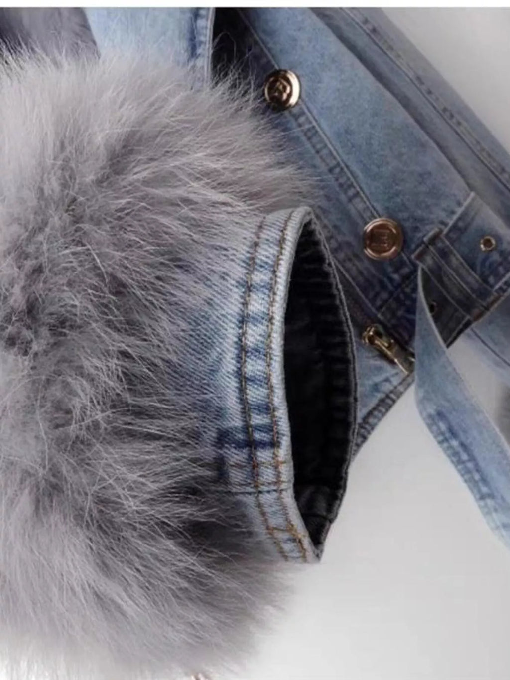 Full Size Faux Fur Collar Denim Jacket Plus (11)