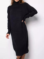 Turtleneck Ribbed Knit Sweater Dress (4)