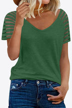 V-neck Raglan Sleeve Tee (13)