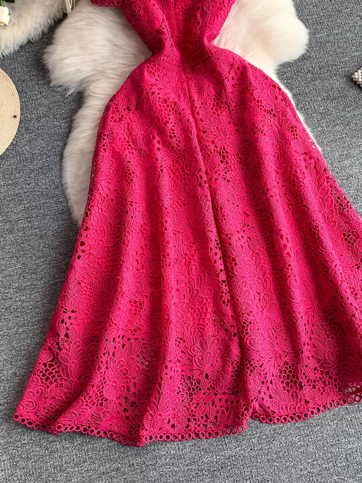 Lace Sleeveless A-line Dress (6)