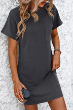 Ribbed Striped Short Sleeve Mini Tee Dress (6)