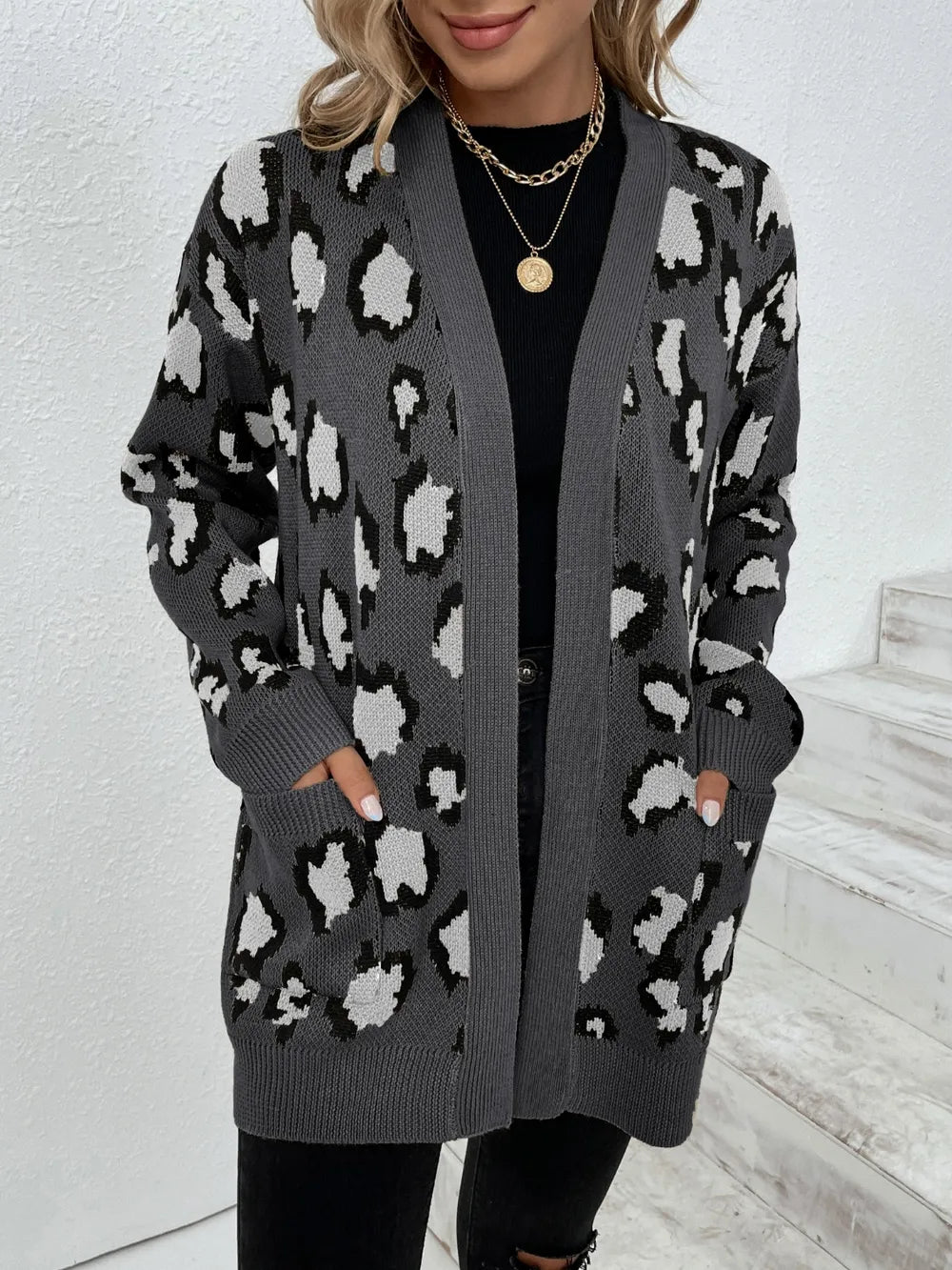 Leopard Open Front Dropped Shoulder Cardigan (14)