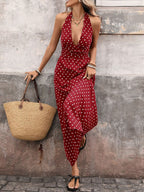 Polka Dot Halter Neck Maxi Dress (14)