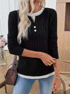 Ribbed Knit Long Sleeve Henley T-shirt (3)