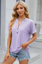 Eyelet Notched Short Sleeve T-shirt (19)