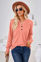 Notched Button Detail Long Sleeve T-shirt (11)