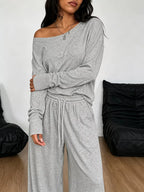 Full Size One-shoulder Top Drawstring Pants Set Plus (15)