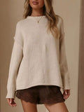 Crew Neck Dropped Shoulder Sweater