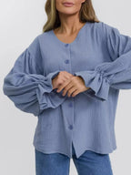 Button Up Flounce Sleeve Shirt (12)