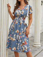Printed Short Sleeve Midi Dress (21)