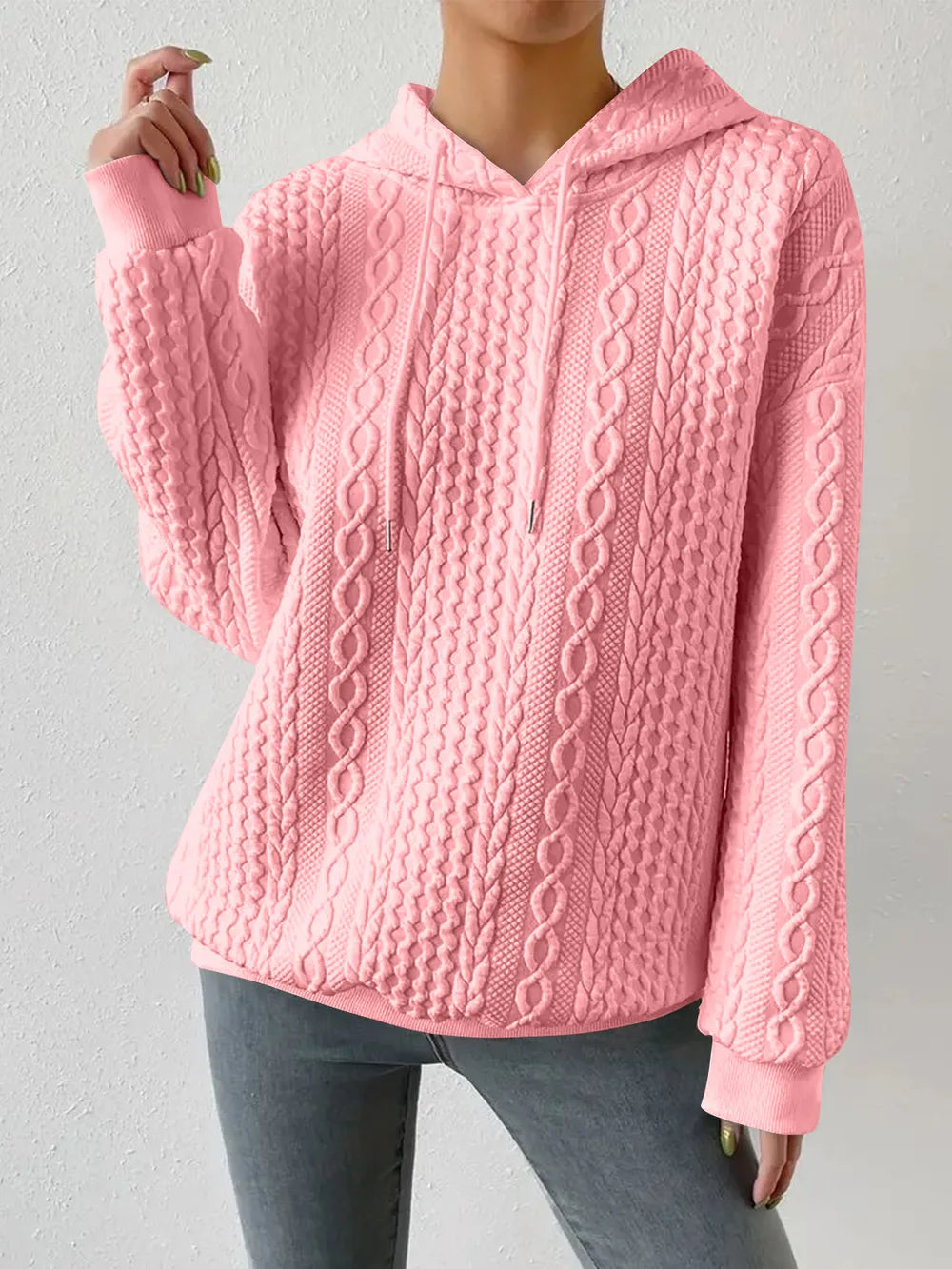 Drawstring Drop Shoulder Long Sleeve Hoodie (20)