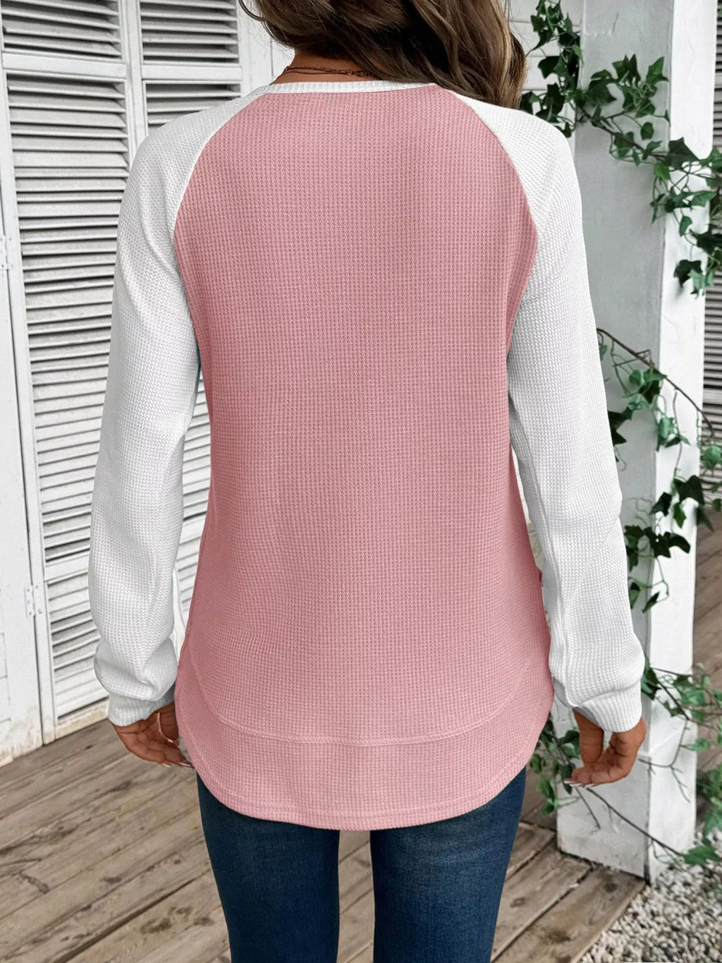 Waffle Knit Raglan Sleeve T-shirt (18)