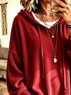 Drawstring Ribbed Knit Hoodie (10)