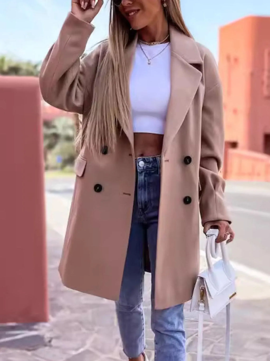 Full Size Double-breasted Wool Coat Plus (9)