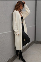 Waffle Knit Open Front Duster Cardigan Pockets (4)