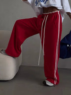 Side Stripes High-waisted Wide-leg Sweatpants (8)