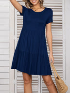 Round Neck Short Sleeve Mini Tee Dress (18)