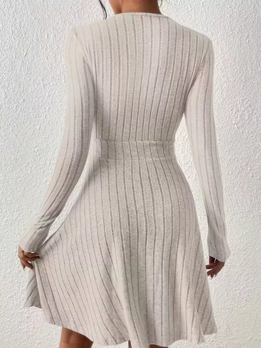 Ribbed Knit Wrap Mini Dress (4)
