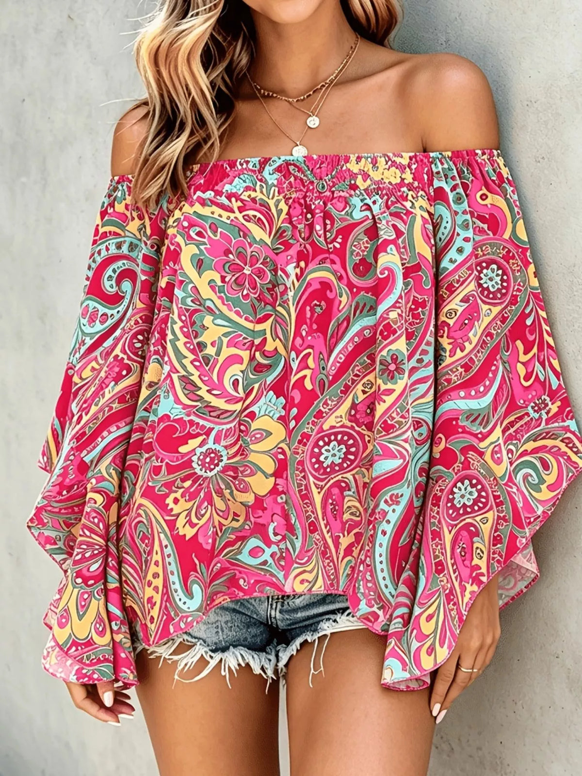 Printed Off Shoulder Blouse (8)