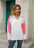 Two-tone Collared Neck Dropped Shoulder Knit Top