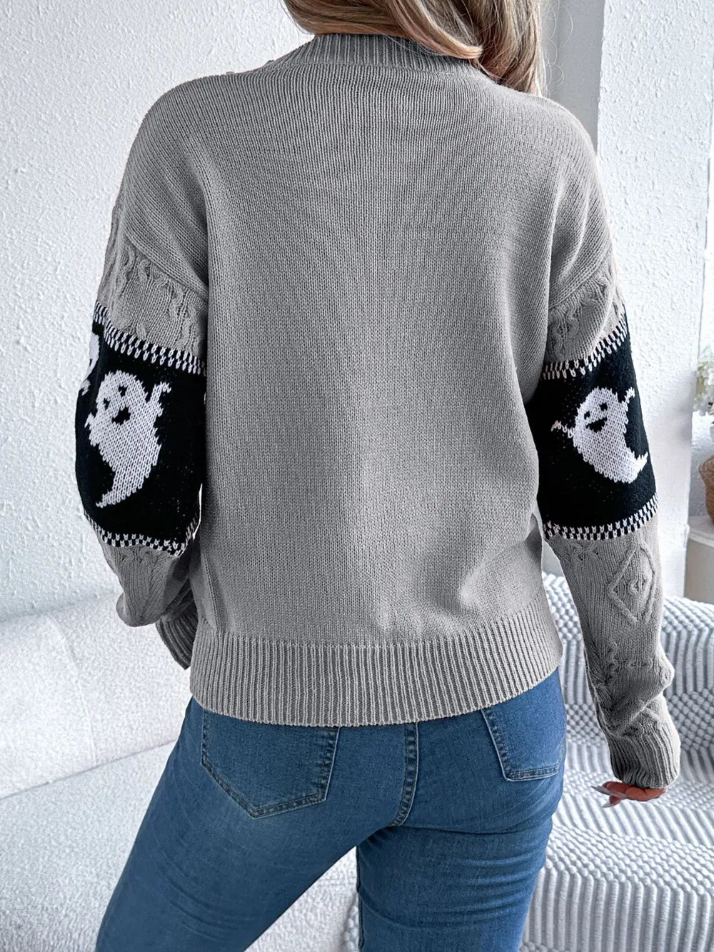 Ghost Round Neck Long Sleeve Sweater (8)