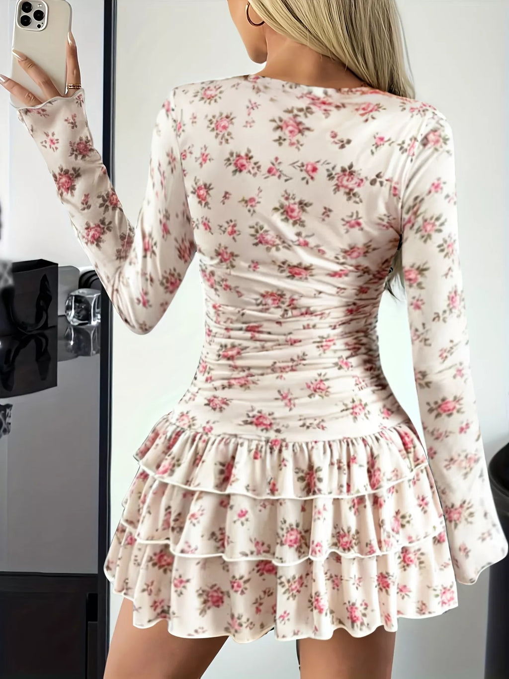 Long Sleeve Ruffled Hem Mini Dress (21)