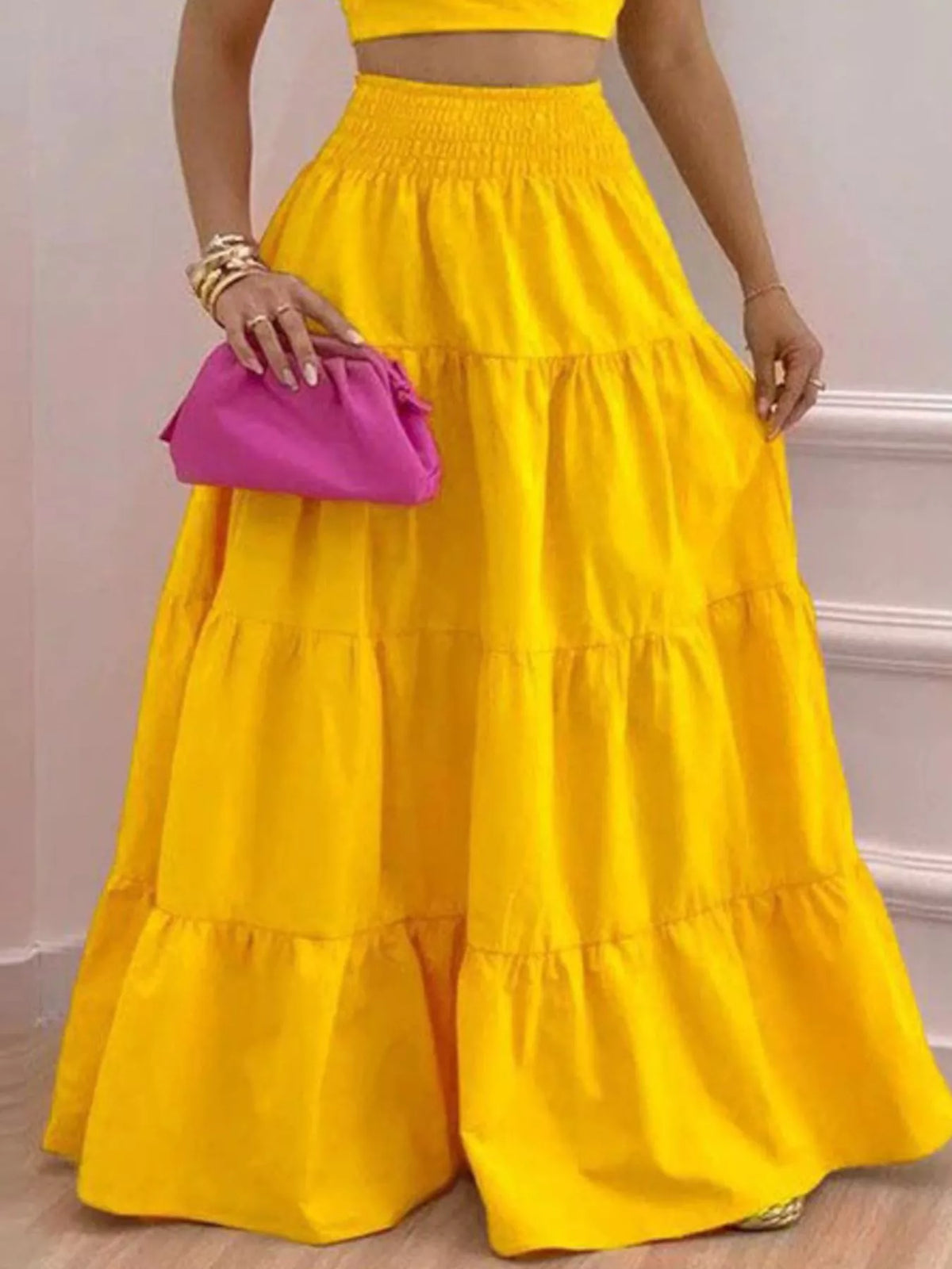 Crop Top Tiered Maxi Skirt Set (10)