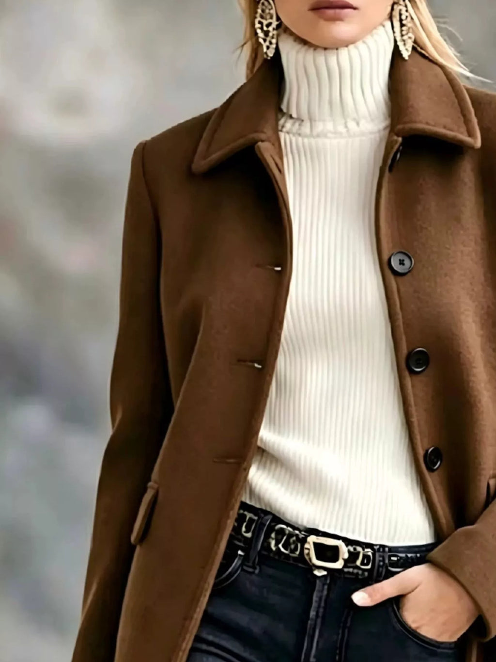 Button Up Collared Neck Coat (10)