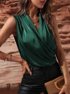 Sleeveless Wrap Draped Blouse (8)