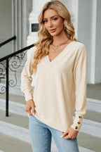V-neck Lantern Sleeve T-shirt (29)