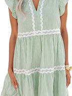 Striped Ruffle Sleeve Tiered Dress (10)