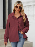 Button Up Dropped Shoulder Long Sleeve Outerwear (8)