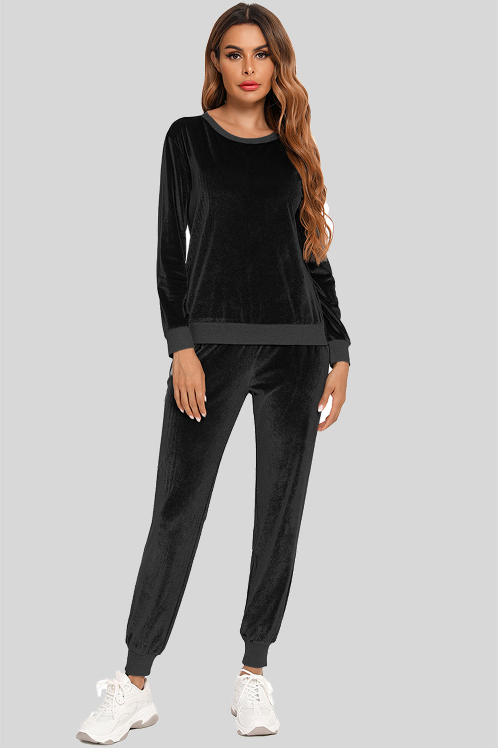 Round Neck Long Sleeve Loungewear Set Pockets (4)