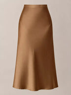 High-waisted Satin Midi Skirt (30)